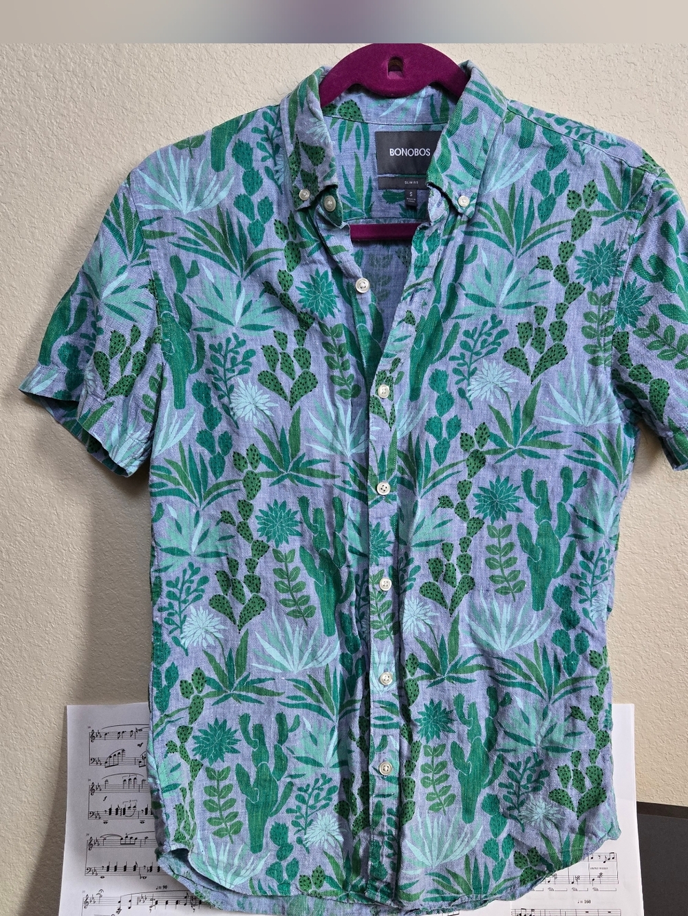 Bonobos Desert Linen Cactus Button Up shirt S